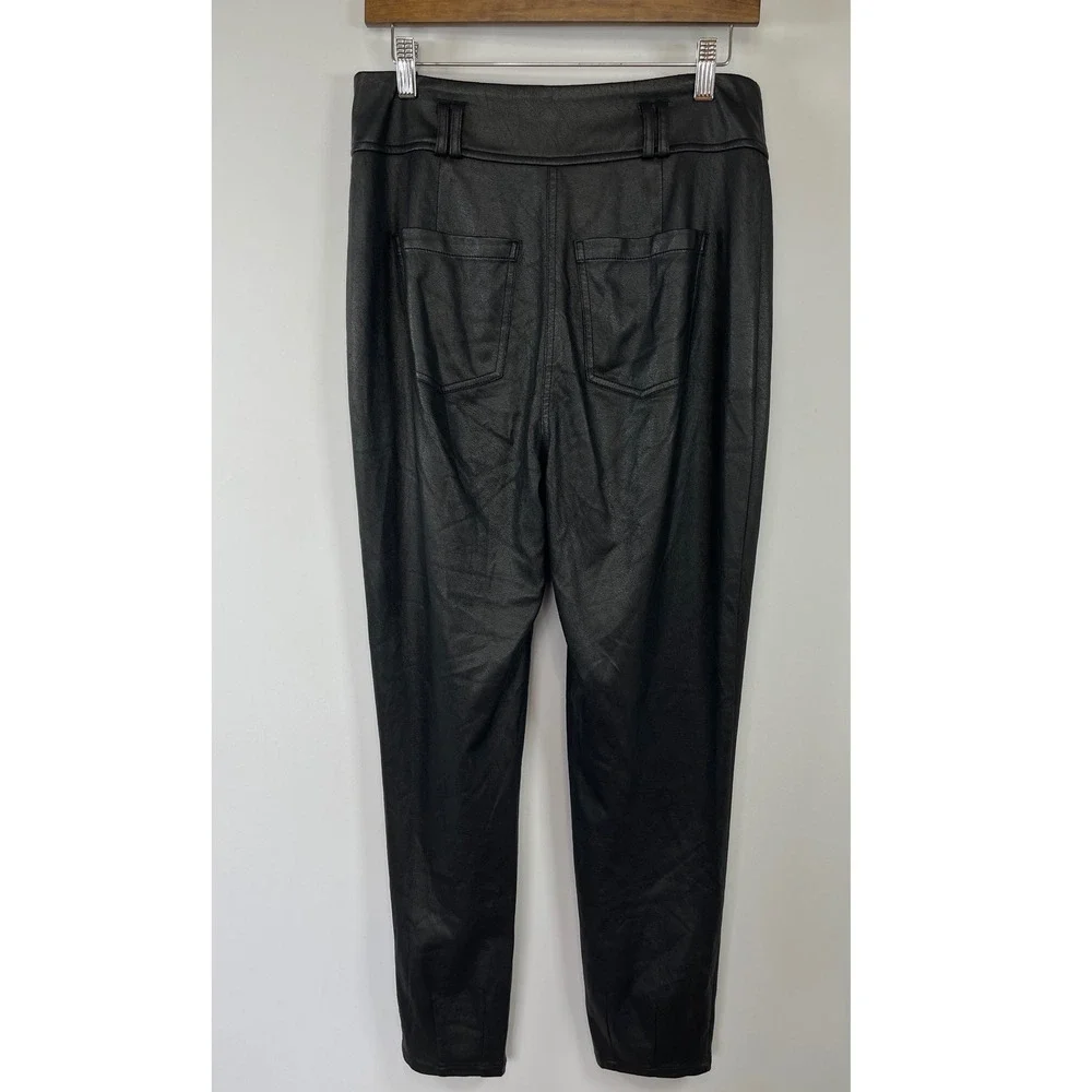 For Love & Lemons Faux Leather Tapered Pants M Black Edgy Sleek NO BELT READ*